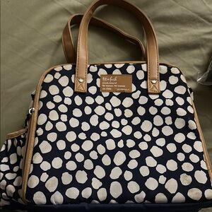 Blue and Tan Baby Bag with Polka Dot Design